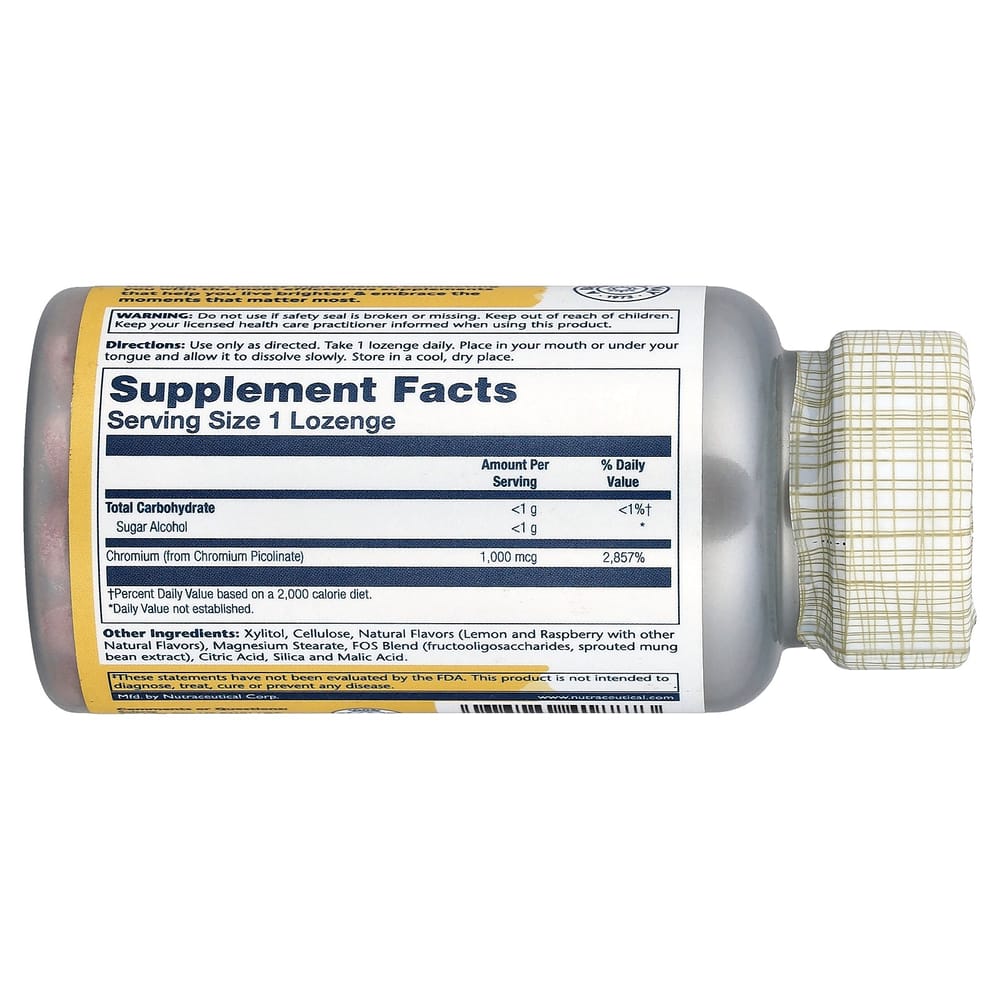 Solaray Chromium Picolinate Lemon-Raspberry 1000mcg Lozenge 100 Tablets