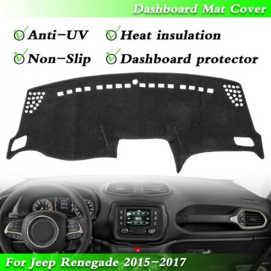 1pc Black Dashmat Dashboard Mat Cover Anti-Sun For Jeep Renegade 2015 2016 2017