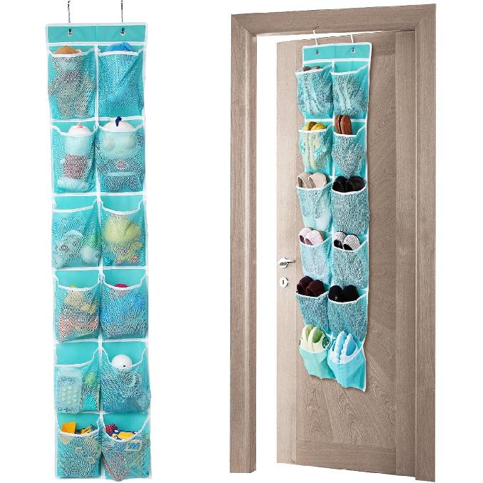 12 Large Pockets Over Door Hanging Shoe Organizer, White