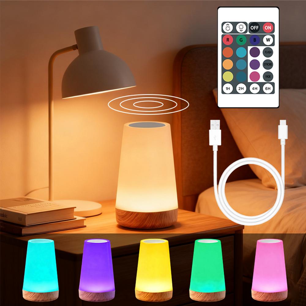 

13-цветный светодиодный ночник с изменением цвета, пульт дистанционного управления, сенсорный, USB-перезаряжаемый, RGB-ночник, диммируемая лампа, портативная настольная прикроватная лампа