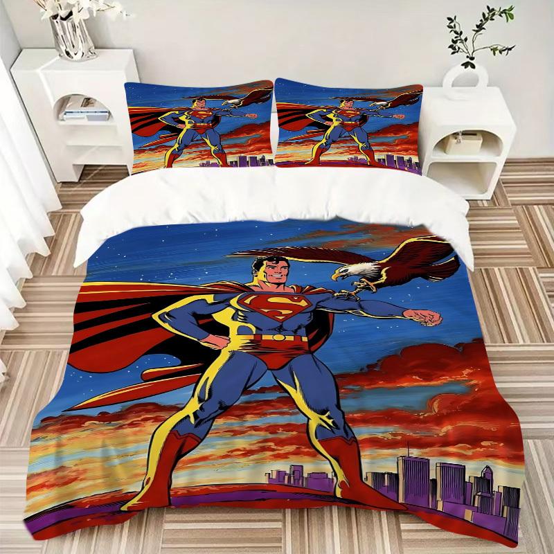 3pcs Superman Duvet Cover Set (1 Duvet Cover + 2 Pillowcases, No Core) - Comfortable, And Breathable Bedroom Decoration Yy251104083