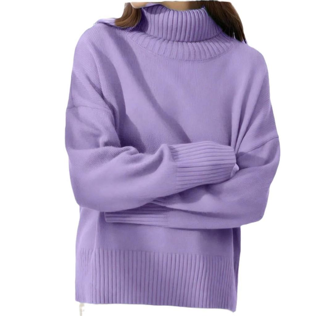 Soft and Comfortable High Collar Solid Color Pullover Shirt, Not Easy To Pilling, Trendy Solid Color