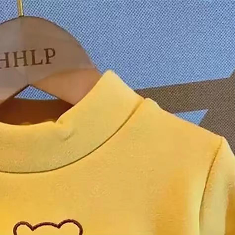 Unisex Fleece-Lined Animal Sweatshirt Base Layer Warm Cozy Children's Outerwear for Autumn Winter Girls Cute Animal Print Tops