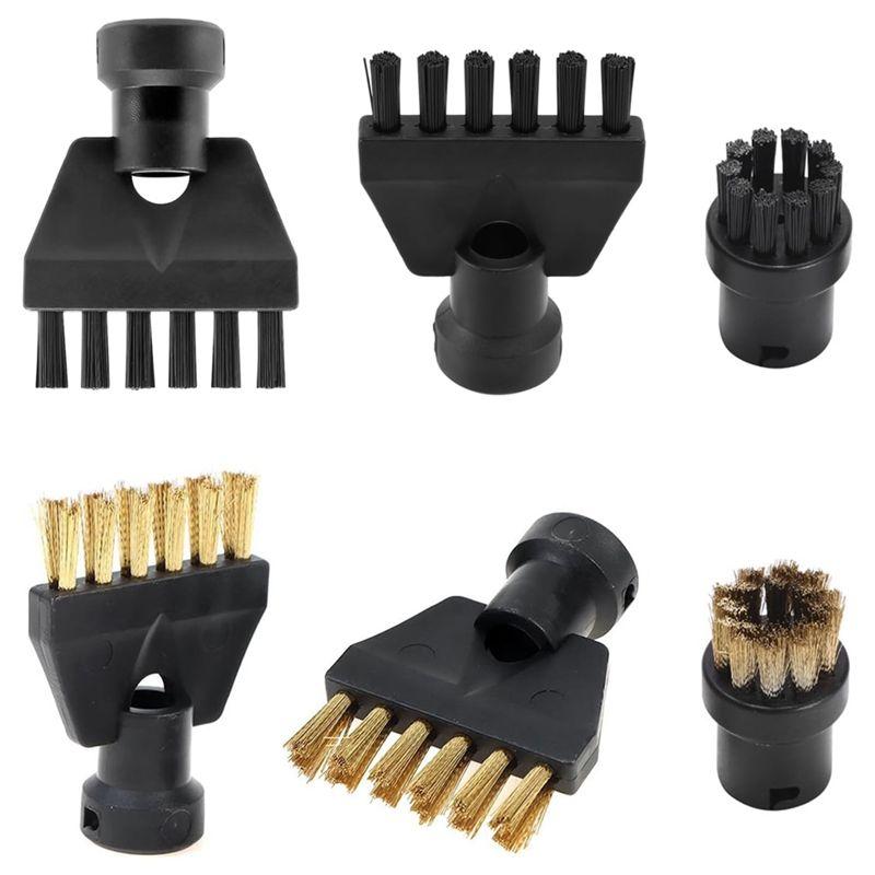 

AEE2-Brush Attachment Set Includes Round Brush Sets Flat Brush Heads As Shown Steam Cleaner Accessories For Karcher SC1 SC2 SC4