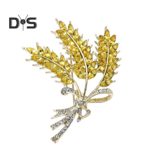 

Брошь в виде пшеницы с кубическими цирконами Золотая пшеница Брошь-булавка Стразы Значки на лацканах Одежда Шляпа Сумка Костюм Ювелирные изделия Аксессуары для женщин золотистый