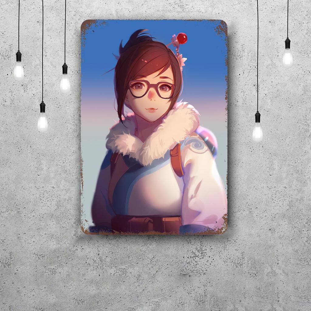 Mei Overwatch Vintage Metal Tin Signs Posters Decor Retro Metal Plaque Wall Art Decor for Garage Bar