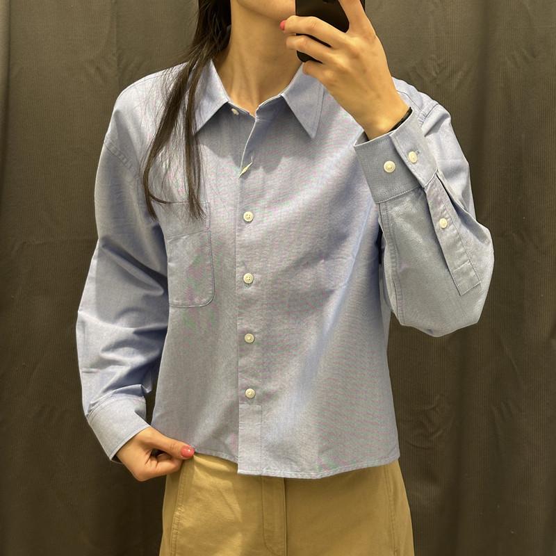Spring 2026 Women's Oxford Boxy Shirt / Long Sleeve Casual Jacket 484928