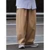 Spring Men Khaki Wide Leg Pants Side Stripe Casual Baggy Trousers Cotton