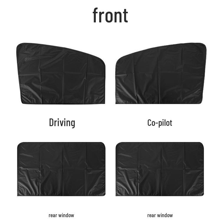 

Blackout Car Side Window Sunshade Curtain for Heat Insulation and Privacy Driver & Co-driver + Magnetic