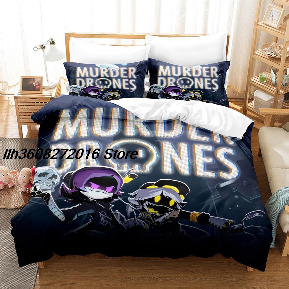 Murder Drones Bettwäsche-Set, Einzelbett, Doppelbett, Queensize-Bett, Kingsize-Bett, Bettbezug-Set für Erwachsene und Kinder, 3D-Anime-Bettlaken-Set