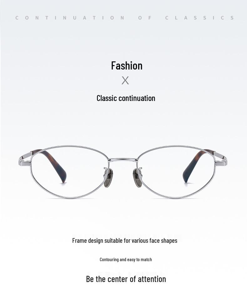 Ultra-Light Titanium Oval Frame Myopia Glasses, Women's Anti-Blue Light Gold Wire Nerd Style