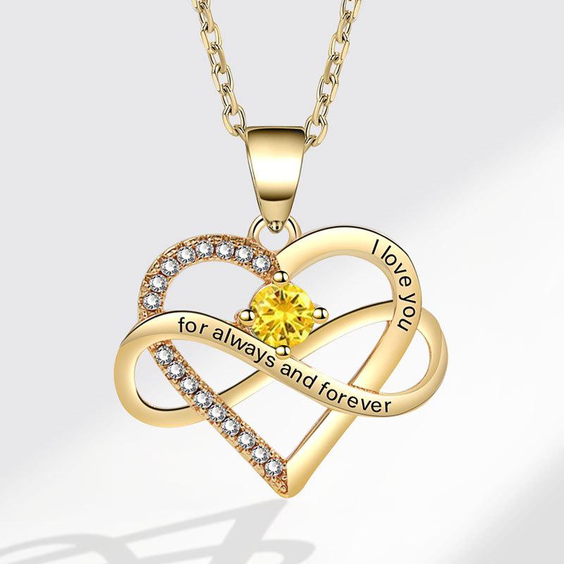 Fashionable Zircon Heart Large 8 I Love You Letter Necklace Women's Versatile Jewelry