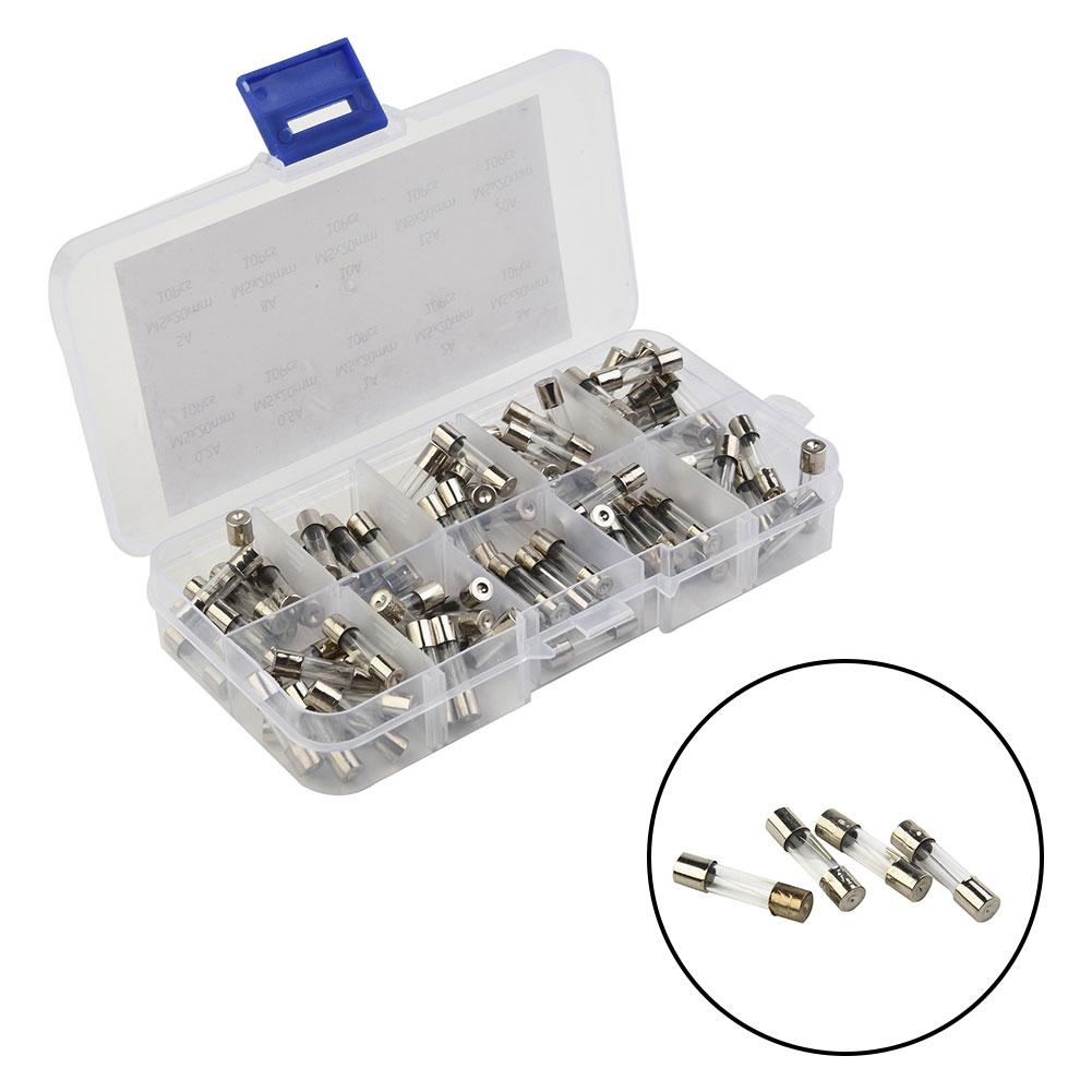 100pcs Insurance Tube Glass Fuses Kit Household 0.2A-20A 100pcs 250V Boxed High Quality Hot Sale Standard Fast Blow