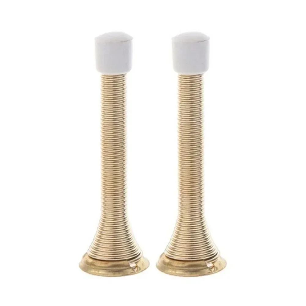 2PCS Metal Spring Door Stopper With Bottom Plate Screws Windproof Door Stop Holder Child Safety Protect Doors Walls Hardware