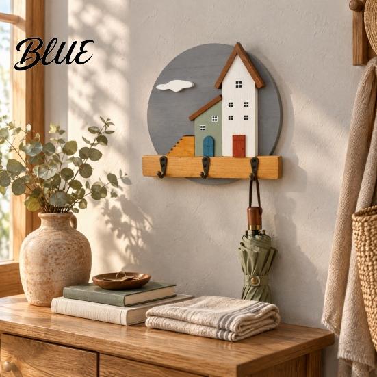 Exquisite Home Organization Storage Rack Key Holder Wooden Cottage Gift Nordic House Shaped