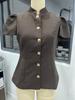 Spring/Summer 2026: Elegant Women's 3D Design Top with Lantern Sleeves & Metal Buckle