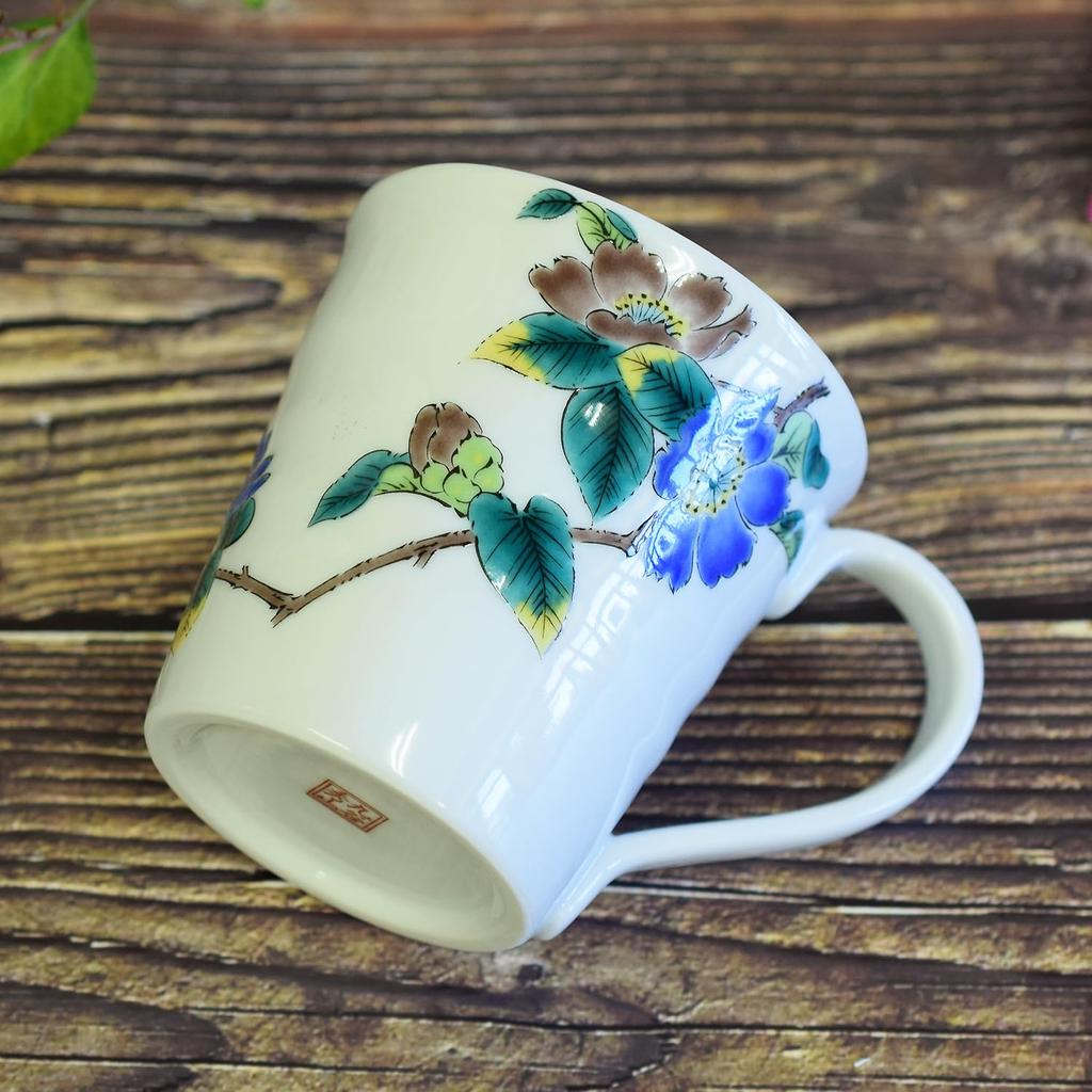 Waza no Kura Stylish Kutani Ware Coffee Mug with Camellia Design Ceramic Tableware Made in Japan Perfect Gift for and 88th Birthdays - High-Quality -