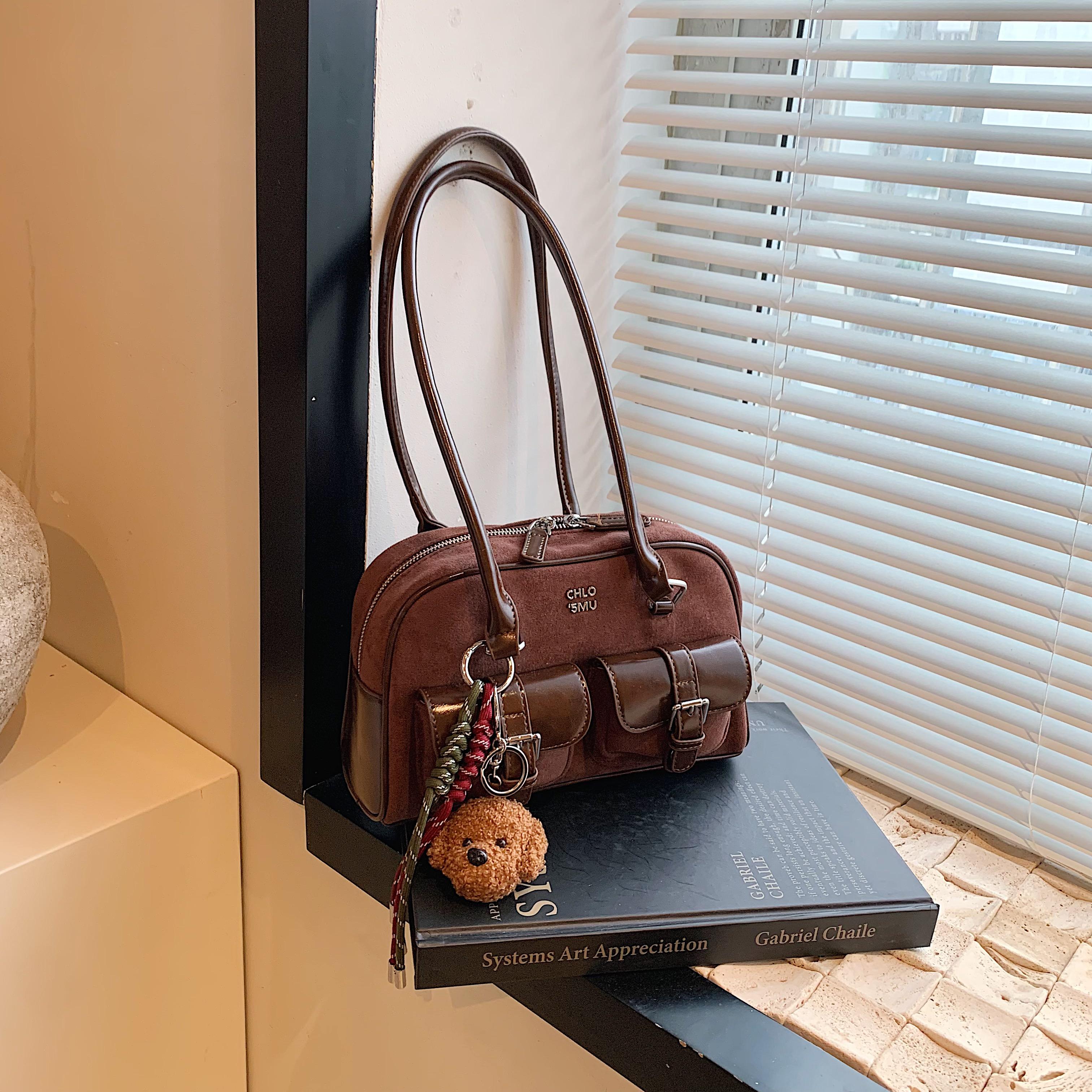 

Повседневная сумка в стиле ретро с подвеской в виде собаки, длинный многокарманный ремень из искусственной ткани