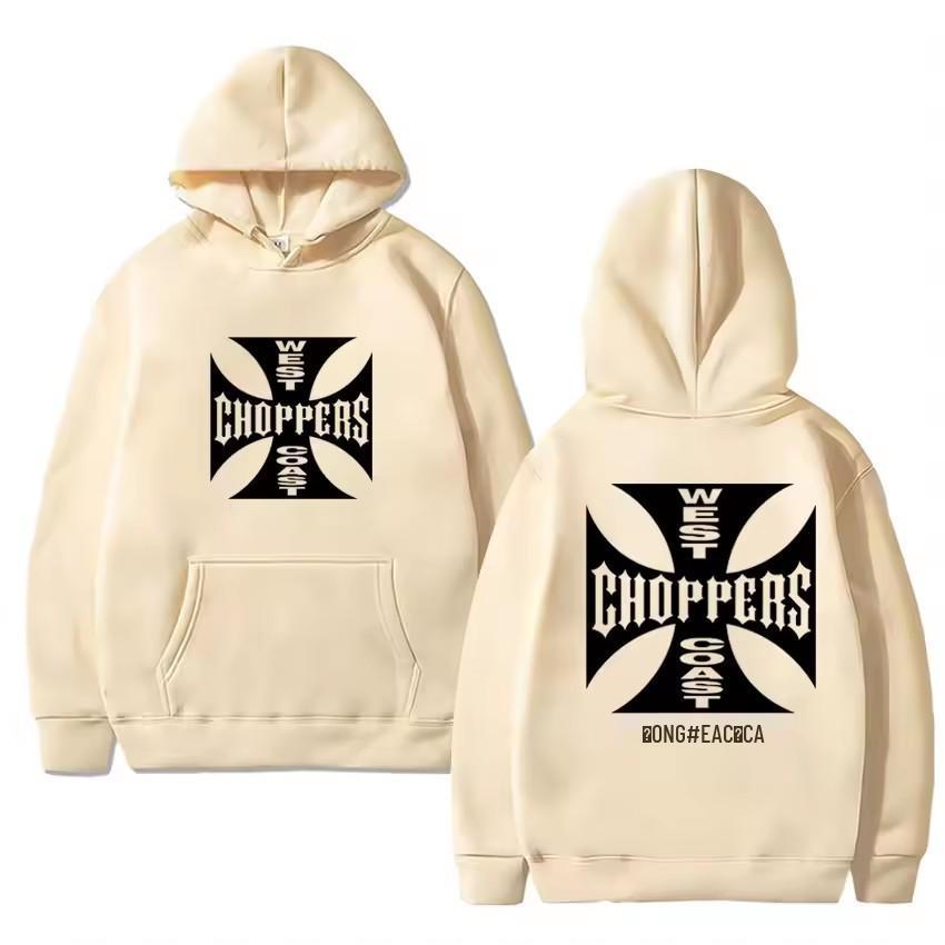 Unisex Wool Long-Sleeve Hooded Sweatshirt, West Coast Helicopter Retro Print