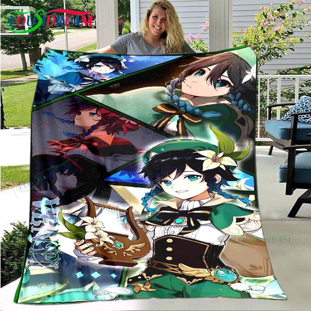 3D Fashion Games G-Genshin Impact Blanket,Flannel Throw Blanket for Bed Sofa Picnic Office Hiking Leisure Nap Birthday Gift