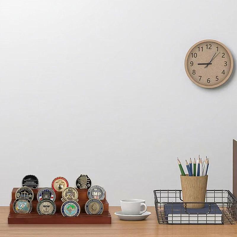 Wooden Three-Tier Medal & Coin Display Rack