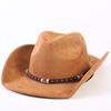 Popular European and American Classic Suede Western Cowboy Hat, Men's and Women's Fashion Big-brimmed Top Hat Shade