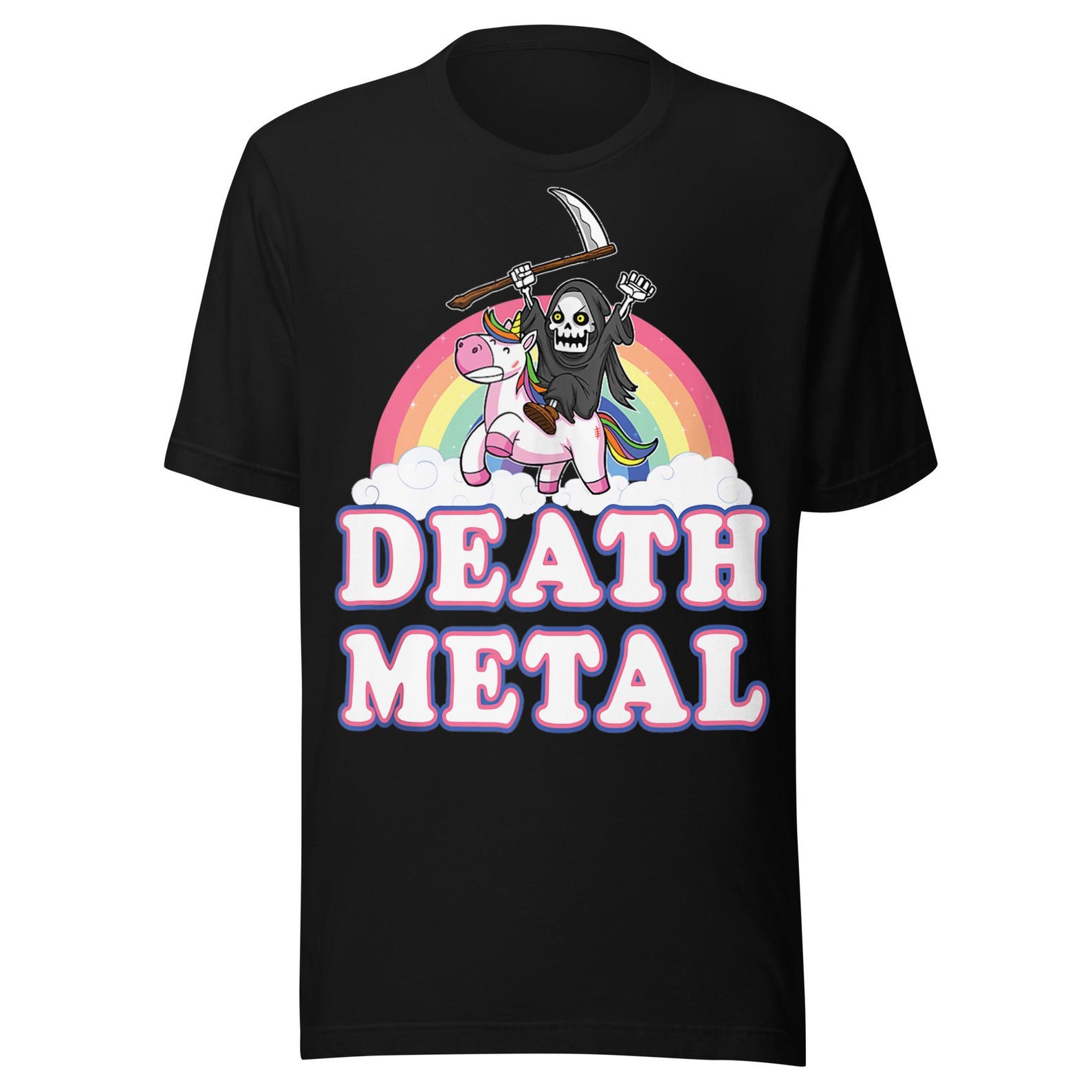 Death Metal Rainbow Funny Retro Pastel Style Grim reaper Funny Metalhead t-shirt XL