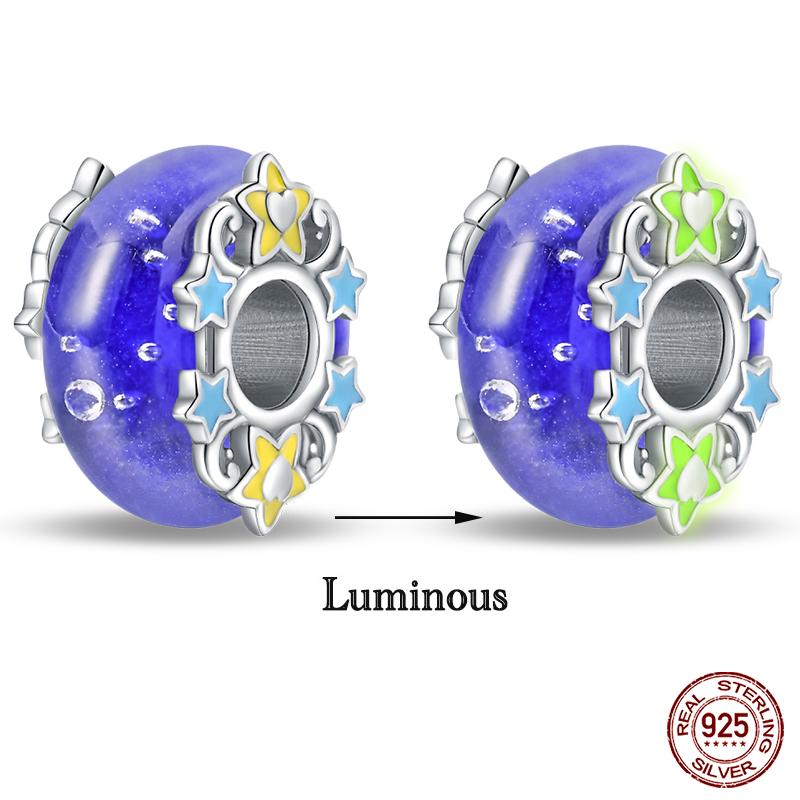 Fashion Copper Colorful Flower Feather Ocean Luminous Glass Charms Beads Fit Qikaola Original Bracelets Diy Jewelry