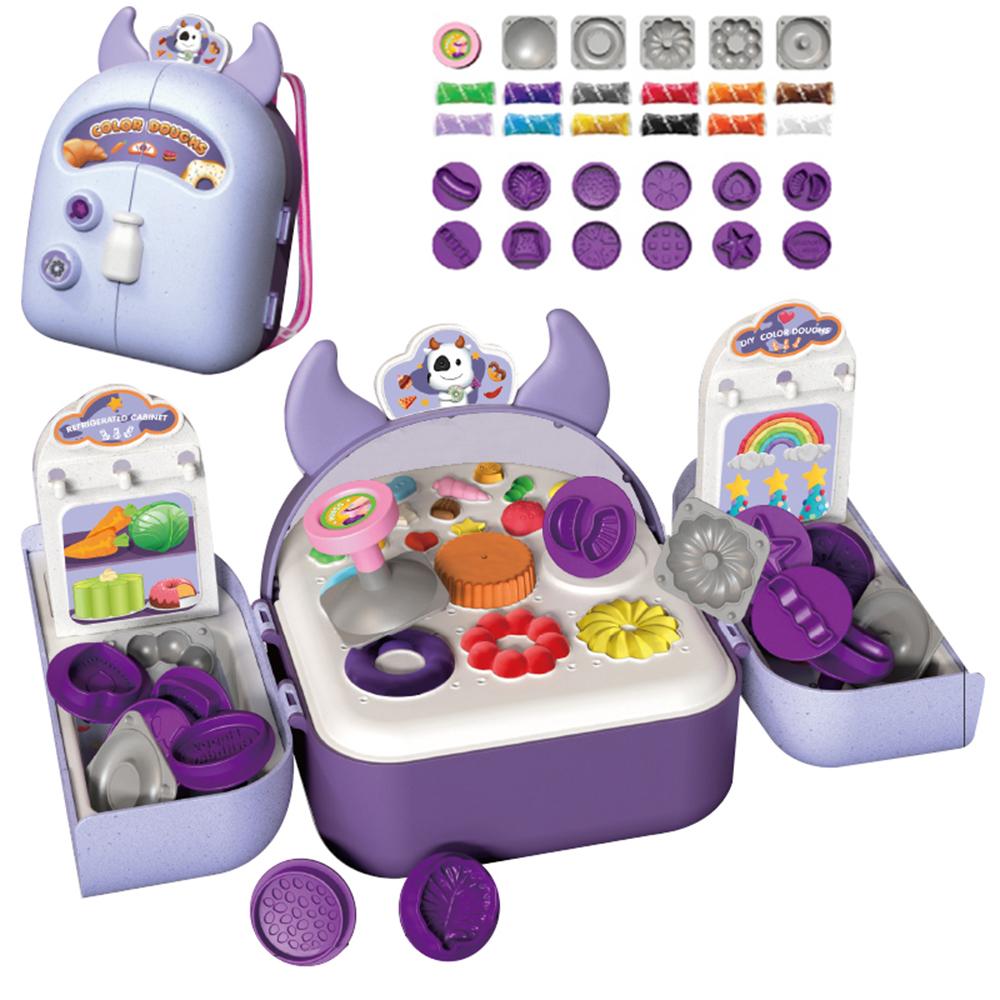 

Строительные блоки в стиле рюкзака для детей, набор игрушек из строительного кирпича с футляром для хранения, развивающие игрушки Modeling Clay Toy Set фиолетовый