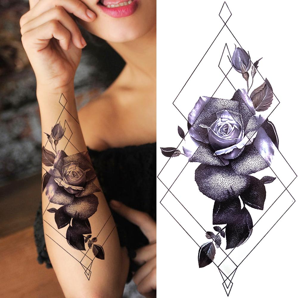 Kompass Brief Temporäre Tattoo Für Männer Frauen Erwachsene Realistische Gefälschte Wolf Schädel Tattoos Aufkleber Tiger Schwarz Wald Tatoos Unterarm