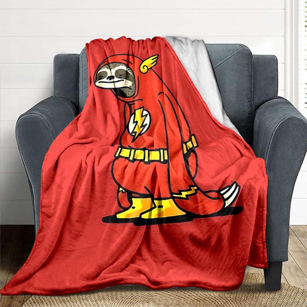 1pc Super Sloth Flash Flannel Throw Blanket HD Printed Lightweight Soft Warm All Season Blanket for Sofa, Bed, Travel, Camping Machine Washable