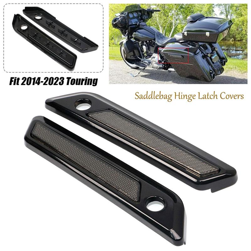 2 Stück Satteltaschen-Scharnier-Verriegelungsabdeckungen Teile Zubehör für Touring Electra Road Street Glide 14-23