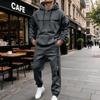 Men's Casual Letter Print Hooded Sweatshirt and Sweatpants Set, Lined 2 Piece Outfit