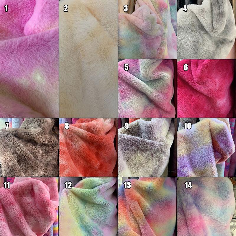 100*165cm Imitation Rabbit Fur Fabric Rainbow Plush Fur Flocking Fabric For Handmade Garment Bags Quilting Sew Clothes Toys