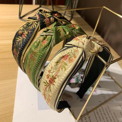 Koreanisches Gesticktes Breites Knoten Stirnband Haaraccessoire