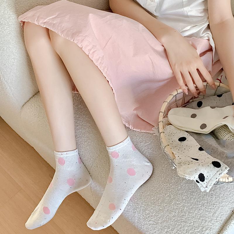 Damen Sommer Dünne Sektion Einfache Mode Idee Garn Polka Dot Unsichtbare Bootssocken