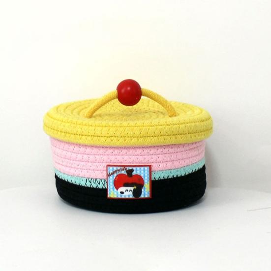 Storage Box with Lid Dust-Proof Organizer Colorful Cotton Thread Container for Bedside Table Dressing