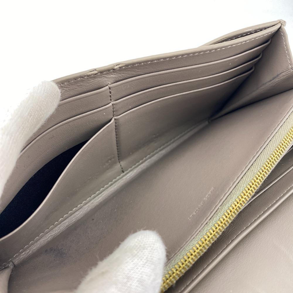 Celine Large Flap Wallet Logo Leather Purse Gurege Leather Women Used