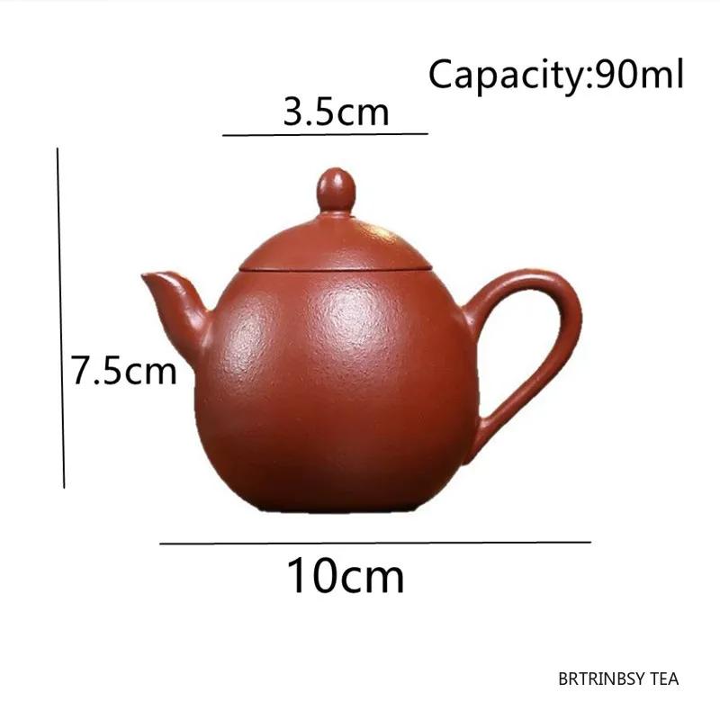 Chinese Tradition Yixing Purple Clay Teapot Handmade Dragon Egg Tea Pot Raw Ore Zhu Mud Kettle Household Zisha Tea Set 90ml
