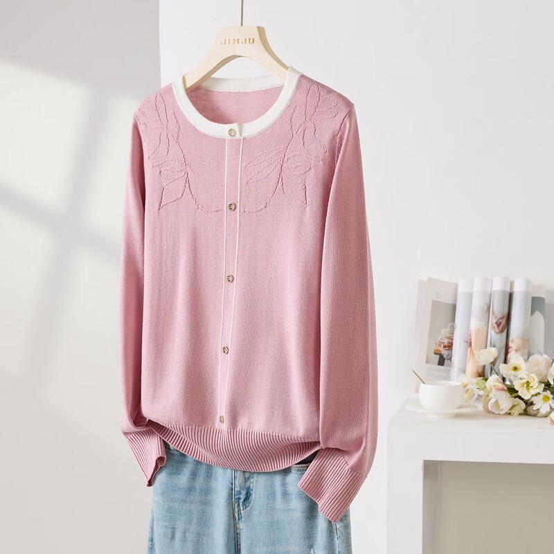 Women s Mulberry Silk Blend Faux Cardigan Knit Top M