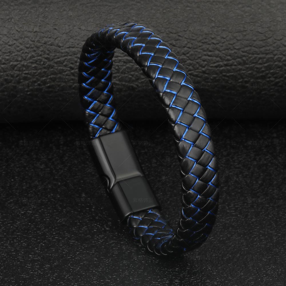 Titanium Alloy Magnetic Bracelet Men's Vintage Cowhide Multi-layer Hand-woven Design Fashion Personality Hand Jewelry