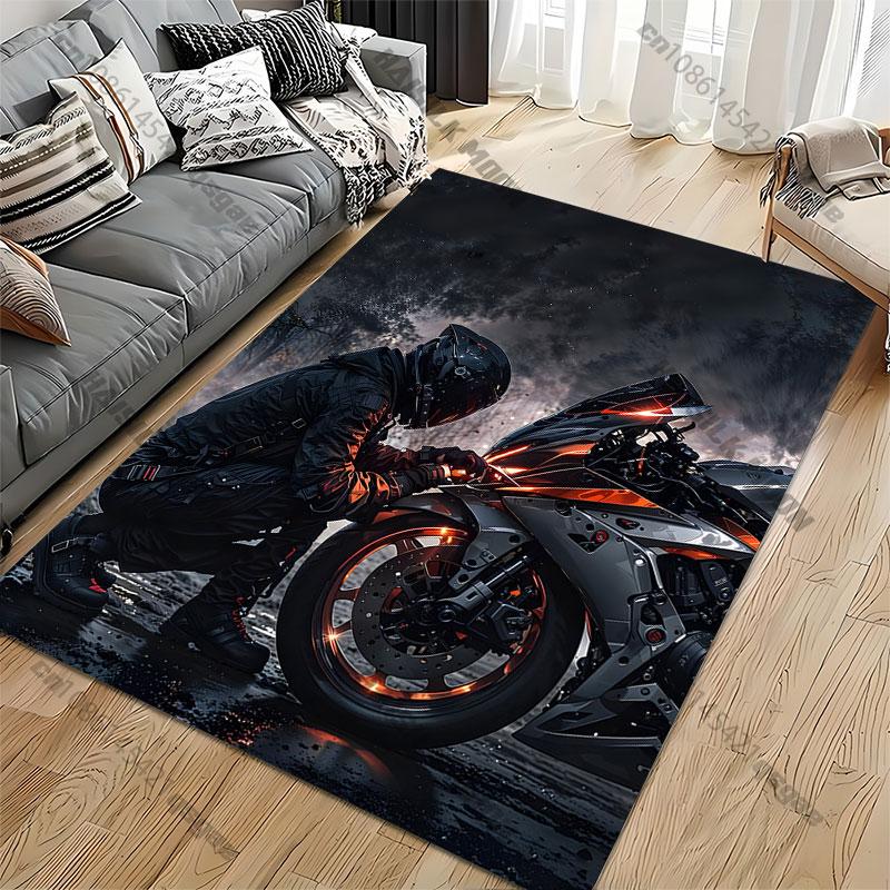 Motorcycle rider futuristic atmosphere carpet Yoga living room room decor children's crawling mat doormat area rug