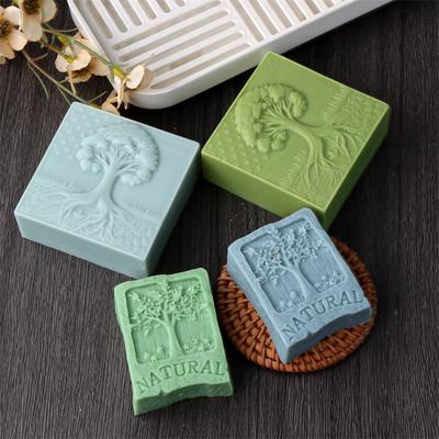 Moule à Savon Silicone Design Arbre de Vie DIY Rectangle Bouquet de Fleurs de Lavande Savon Artisanal Aroma Plâtre Résine Moule d'Artisanat