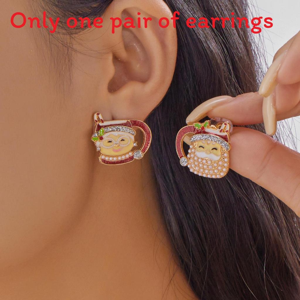 Santa Claus Christmas Tree Gingerbread Man Snowman Element Earrings For Holiday Celebrations TeaCup