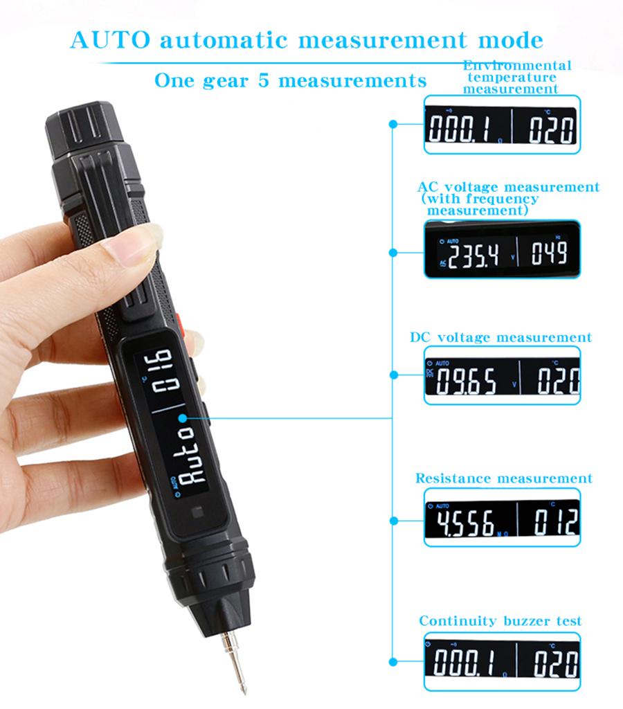 HYTAIS TS20D High-Precision Smart Pen-type Multimeter, Fool-style Mini Multimeter with Phase Sequence Detector