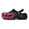 Crocs 811 Feito Rosa Névoa Ao Vivo Caixa de Sapatos Especial High Street Tinta Fluida Salpico Buraco Sapatos Unissex Preto Rosa