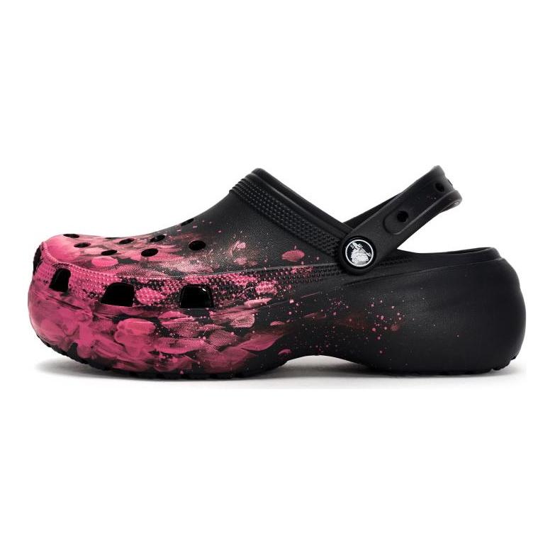 Crocs 811 Feito Rosa Névoa Ao Vivo Caixa de Sapatos Especial High Street Tinta Fluida Salpico Buraco Sapatos Unissex Preto Rosa