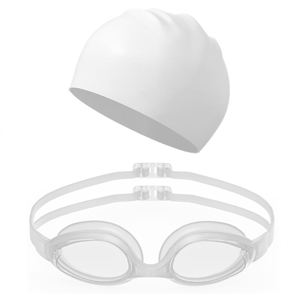 Swimming Goggles Cap Adult HD Anti-fog Swimming Goggles Set Waterproof Silicone Swim Glasses Anti-UV Swim Eyewear