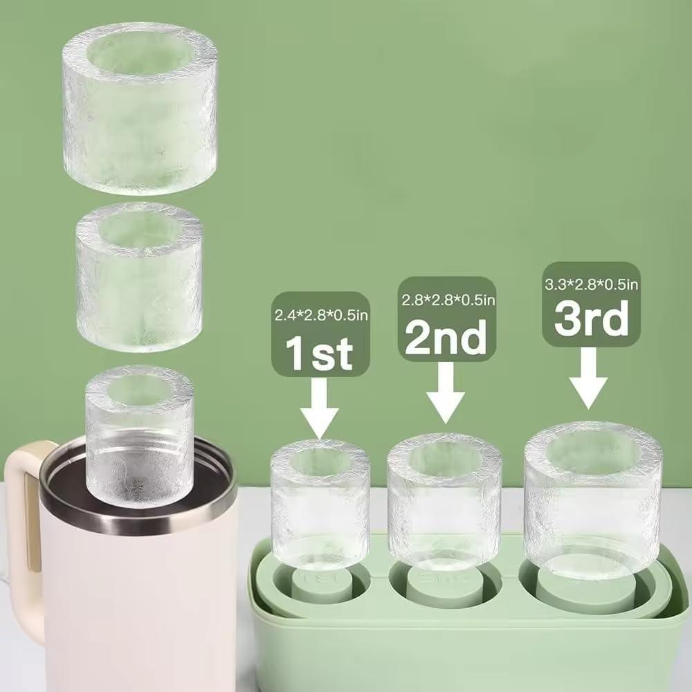 Ice Cube Tray for 30-ounce Glasses, 3 Hollow Cylindrical Silicone Molds with Lids and Containers, Perfect for Frozen Drinks