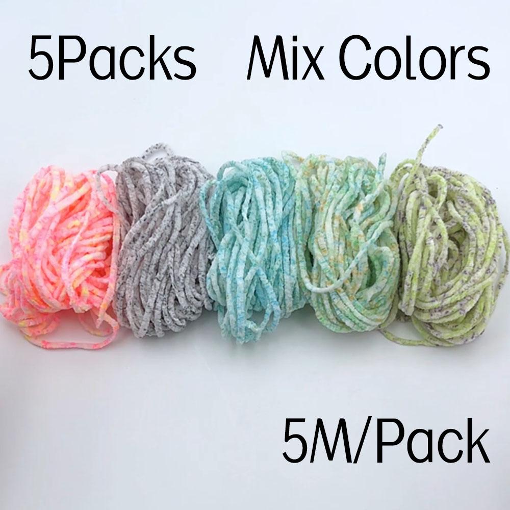 2.5mm Rayon Chenille Yarn for Fly Tying - 5M Multi-Color Soft Chenille Fiber for Woolly Bugger, Leech, Streamer Flies Making (5 Colors Optional)